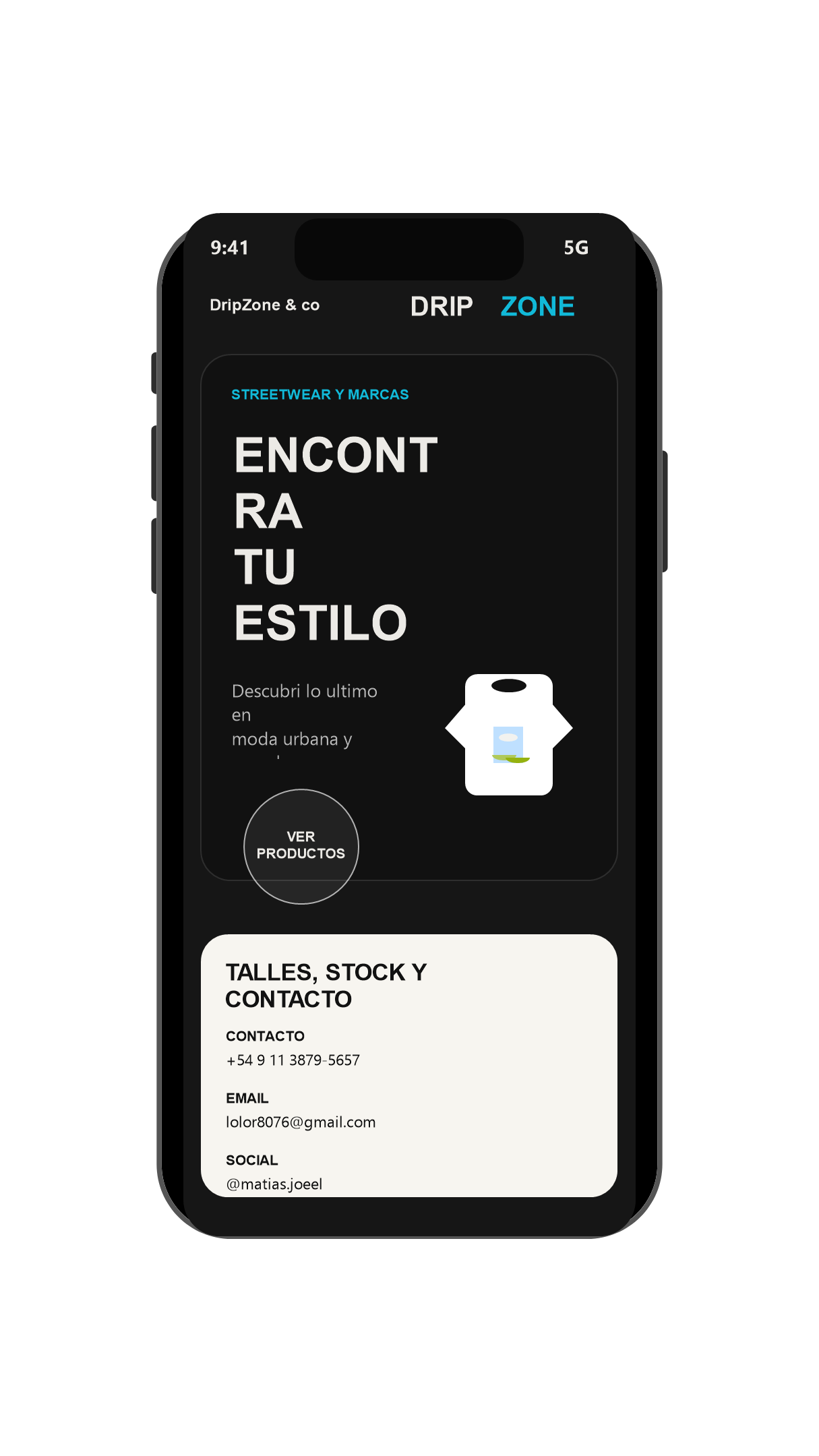 Vista previa de DripZone en celular